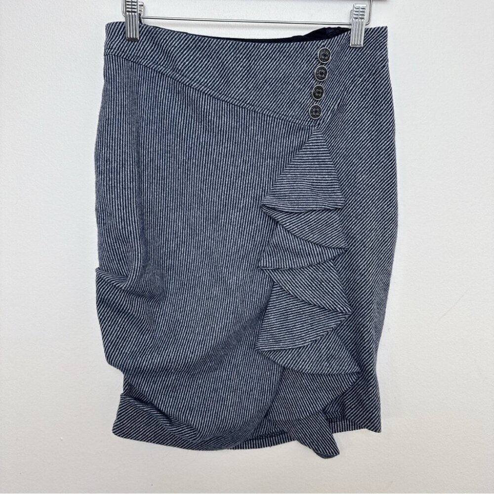 Anthropologie Eva Franco Womens 0 Fluttering Stripe Tweed Ruffle Skirt